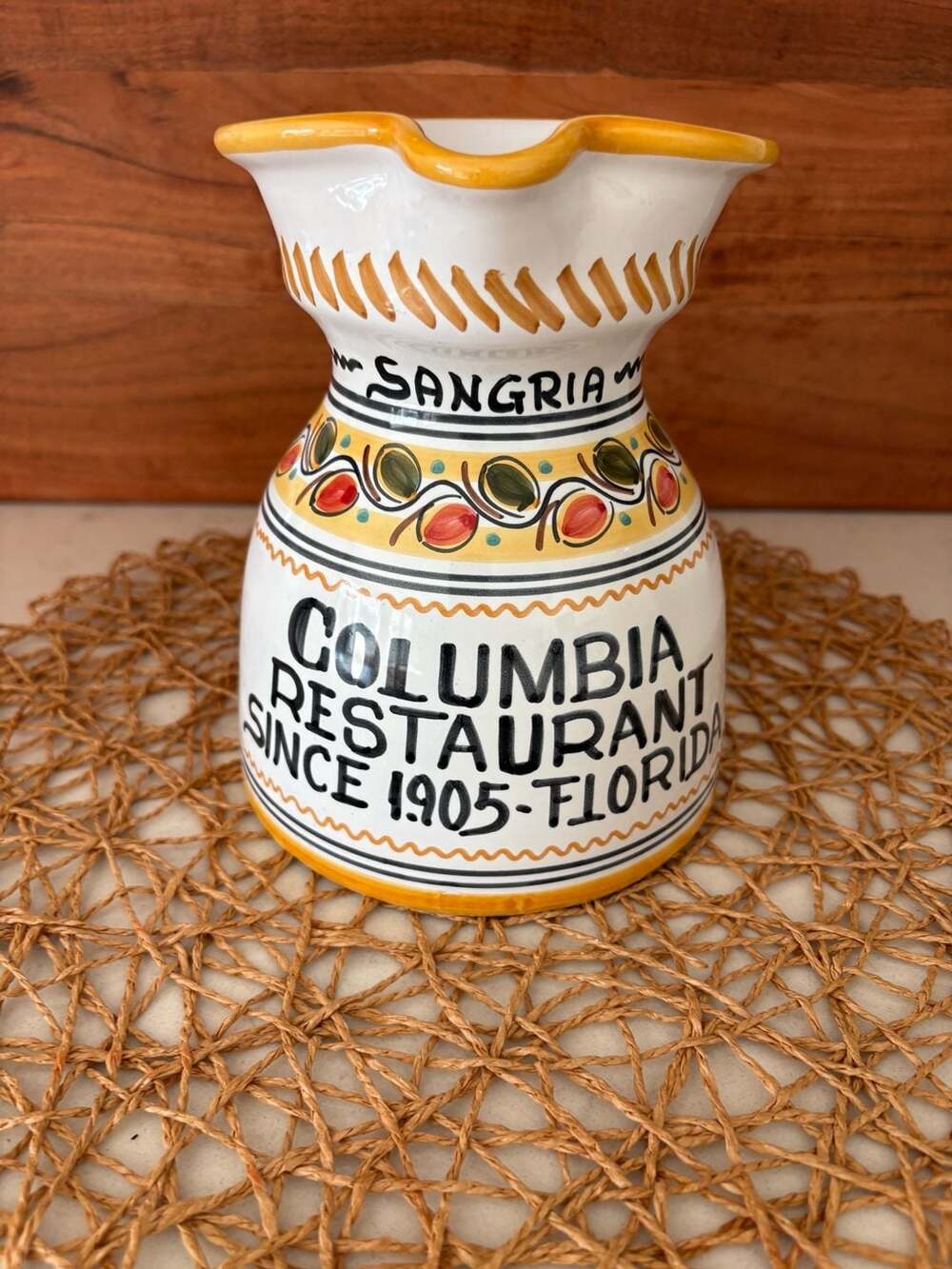 Columbia Restaurant Since 1905 Florida Sangria Pitcher Ceramic Hand Painted Espa